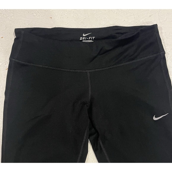 Nike Epic Run Tights Size Medium Running Crop Capri Running Dri Fit Black Womens - Picture 4 of 10